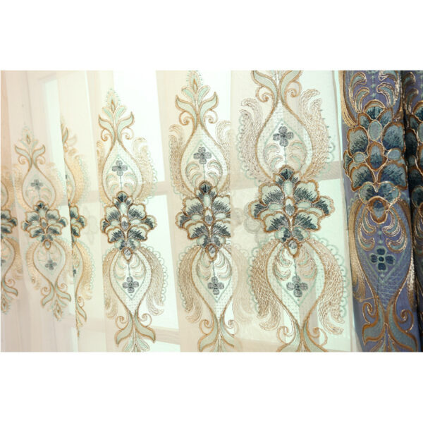 Slub cotton embroidery curtain fabric - Image 5