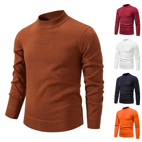 Sweater Men's Fleece-lined Thick Round Neck Sweater