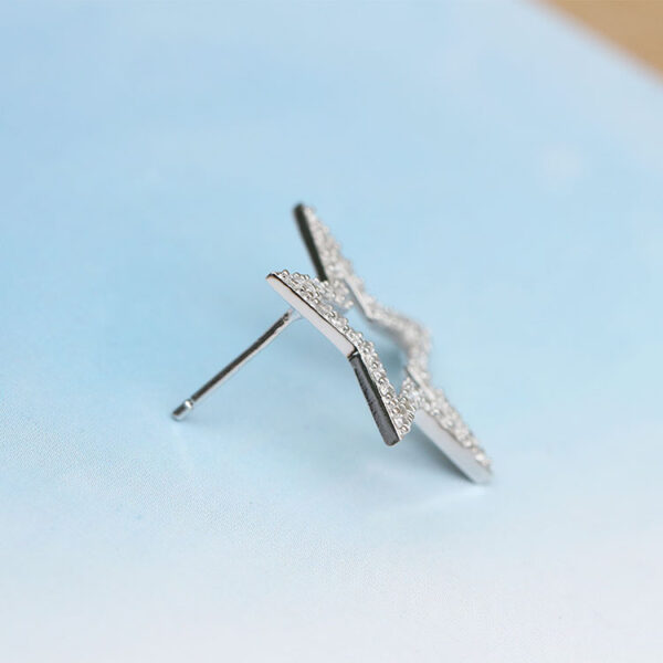 S925 sterling silver Japanese and Korean jewelry creative explosion models micro inlaid five-pointed star stud earrings earrings silver jewelry - Image 3