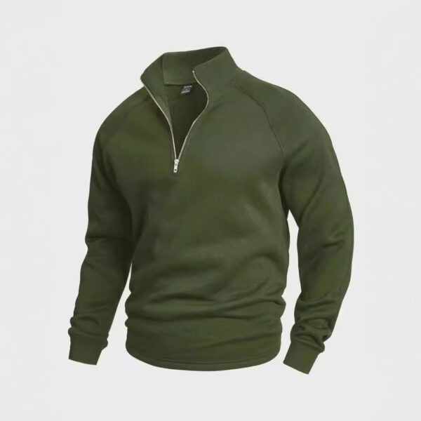 Men's Zipped Stand Collar Fleece Sweater Autumn And Winter - Image 10