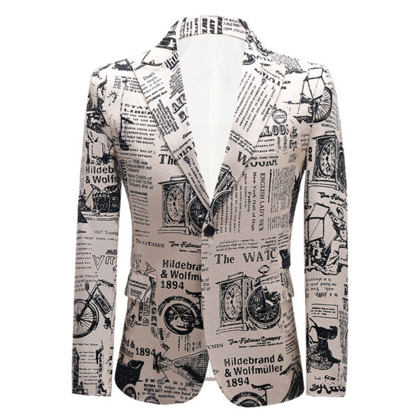 Personality Newspaper Printed Costume For Men - Image 5