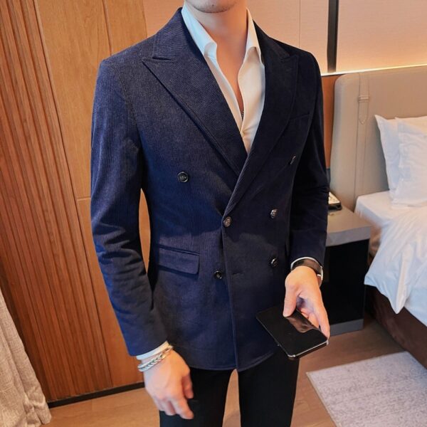 Light Luxury Corduroy Suit Jacket Autumn And Winter Double Breasted Casual - Image 3