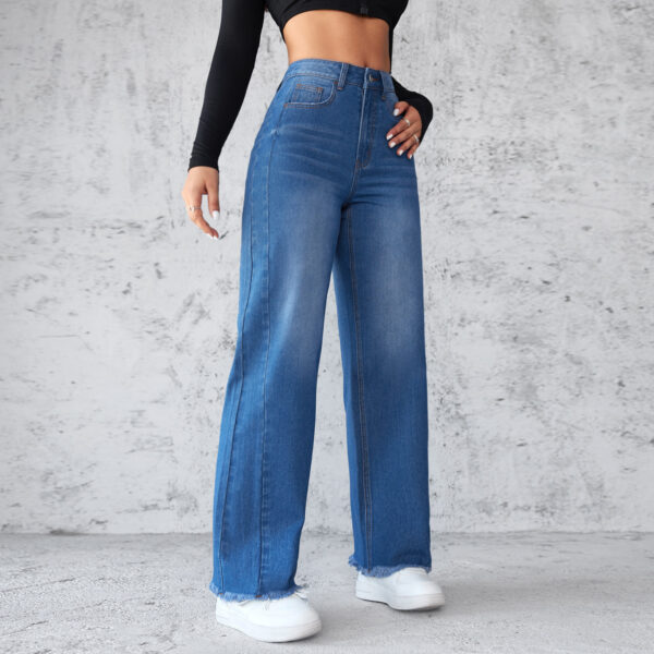 Fashion Straight Wide-leg Jeans Casual High-waist Non-elastic Womens Clothing - Image 4