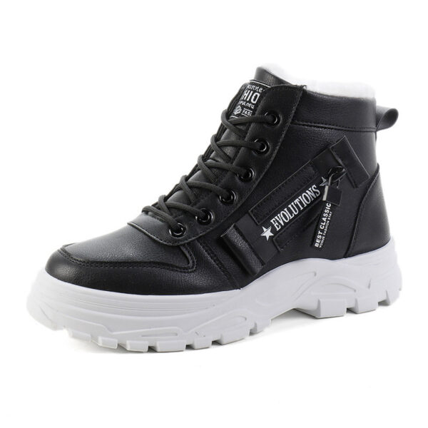 Fleece Lace-up Boots Winter Warm Short Plush High-top Shoes - Image 4