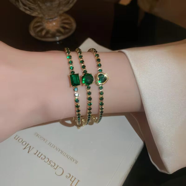 Fashion Jewelry Zircon Geometric Square Bracelet South Korea Fashion Elegant Heart Bracelet Internet Celebrity Light Luxury - Image 2