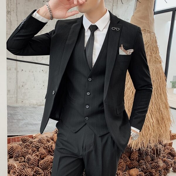 Striped Suit Men's Korean Style Small Suit Professional Business Suit - Image 5