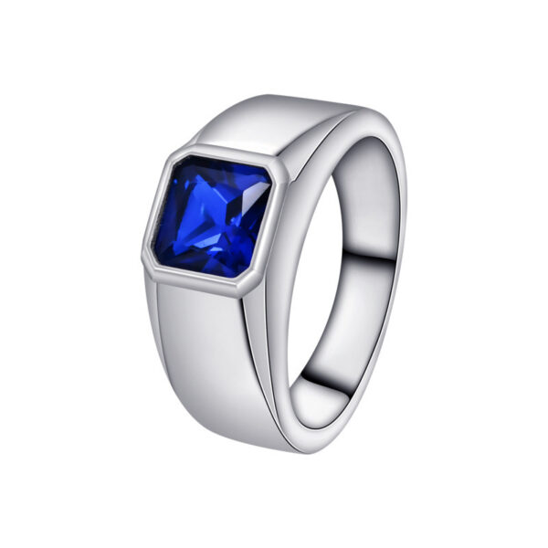 S925 Sterling Silver Fashionable All-match High-grade Blue Gemstone Women's Ring - Image 3