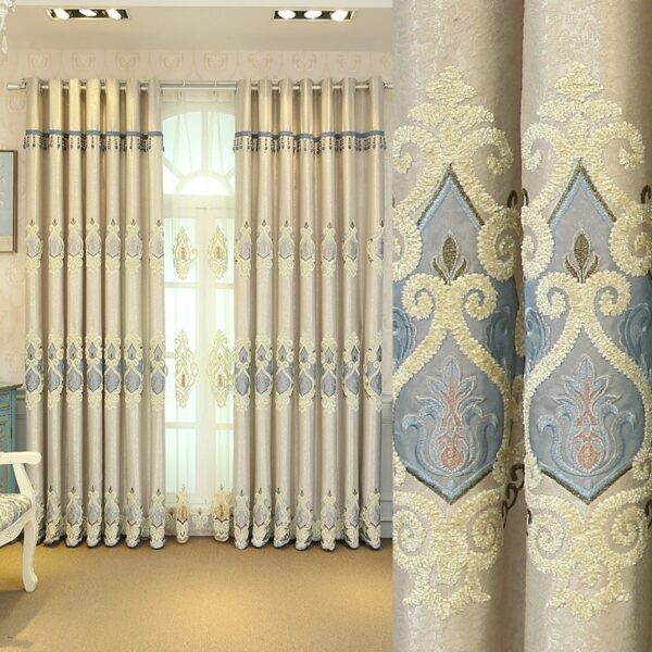 Crown European Embroidery Cloth Mesh Curtains Living Room Bedroom Simple - Image 4