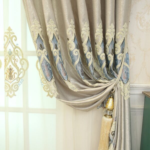 Crown European Embroidery Cloth Mesh Curtains Living Room Bedroom Simple - Image 10