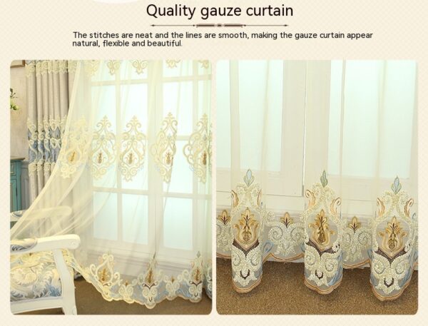 Crown European Embroidery Cloth Mesh Curtains Living Room Bedroom Simple - Image 6