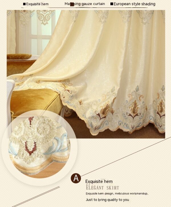 Crown European Embroidery Cloth Mesh Curtains Living Room Bedroom Simple - Image 2