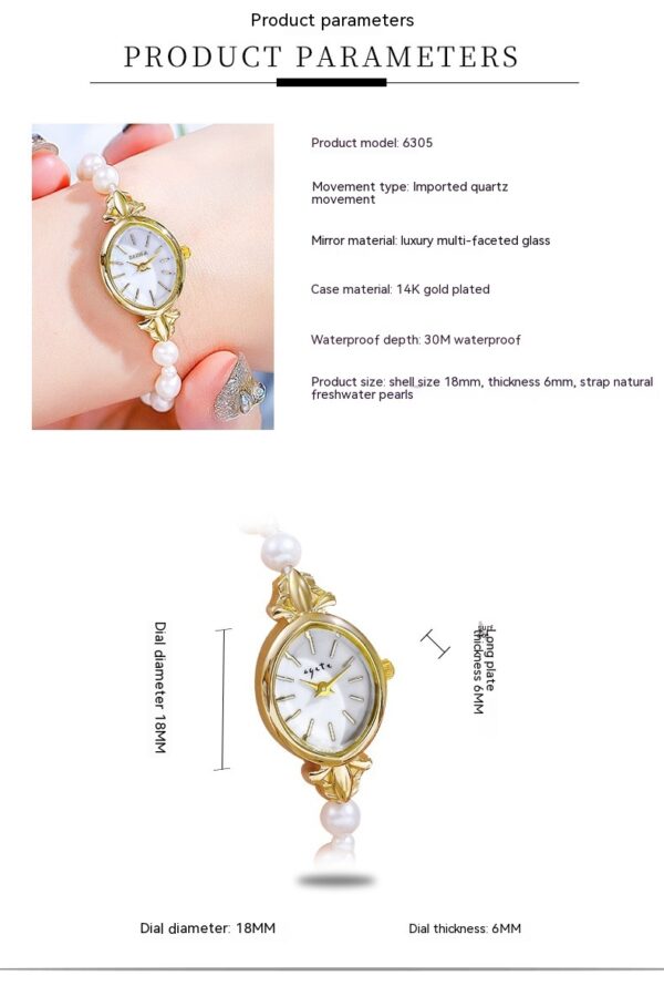 Natural Freshwater Pearl Watch Bracelet Strap Exquisite Quartz Women's Watch - Image 8