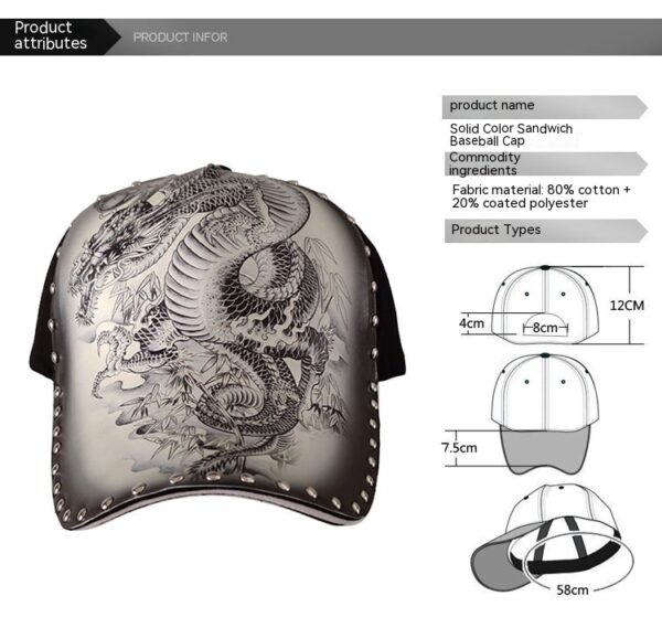 Personalized Stylish Print Dragon Sun-poof Peaked Cap - Image 4