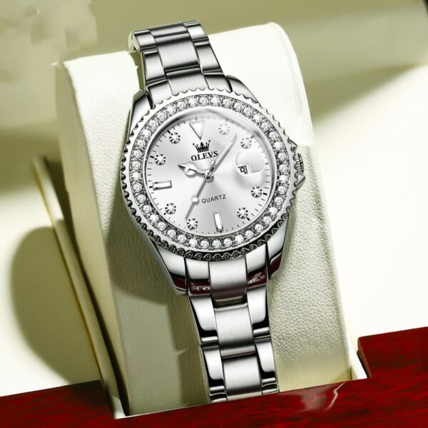 Diamond Quartz Women's Stainless Steel Watch - Image 3