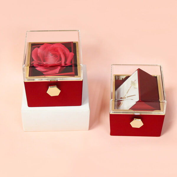 Rotating Soap Flower Rose Gift Box Creative Rotating Rose Jewelry Packaging Box Valentine's Day Gift For Women - Image 6