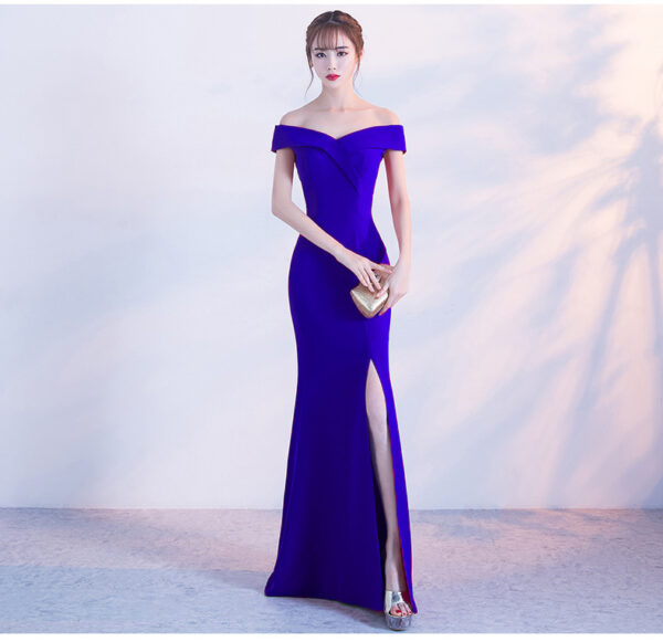 Banquet evening dress word-shoulder fishtail dress - Image 6