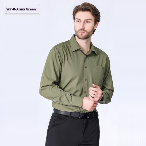 Commute Minimalist Business Professional Non-ironing Stretch Shirt Long Sleeve Men's High Sense - Image 7