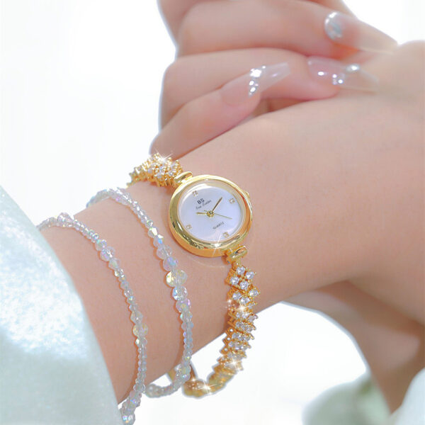 Mermaid Light Luxury Diamond Small Gold And Silver Chain Watch - Image 2