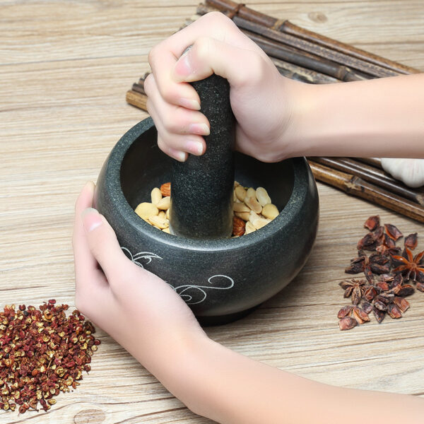 Garlic Mashed Medicine Pot, Stone Mortar And Bluestone Stone Cup Masher - Image 3