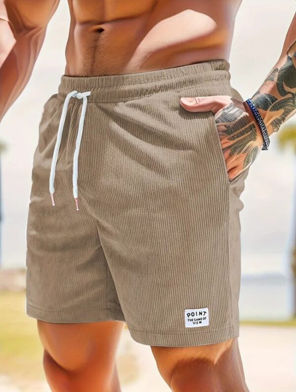 Lace-up Drawstring Shorts Summer Corduroy Sports Short Pants Mens Clothing - Image 6