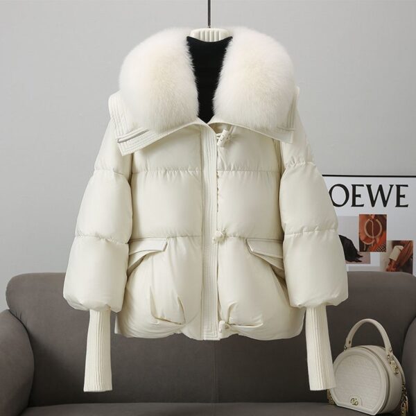 Down Cotton-padded Jacket Women's Short Fur Collar Thickened Coat Winter Clothing - Image 8