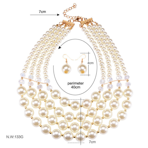 Europe necklace crystal pearl Long Necklace Earrings female bride jewelry set accessories - Image 2