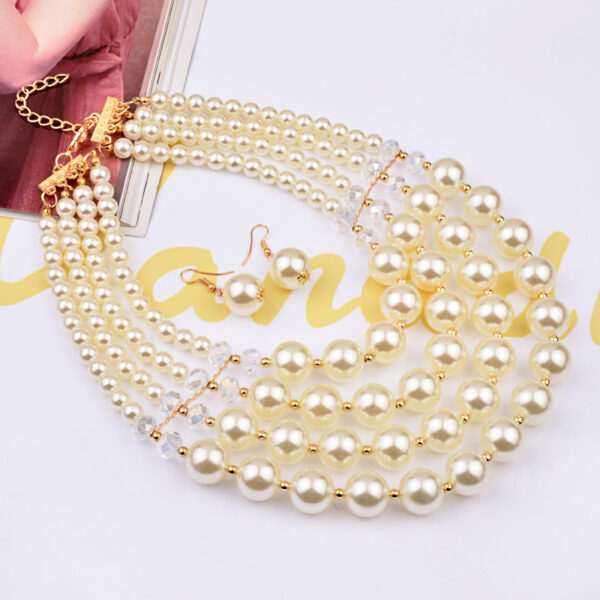 Europe necklace crystal pearl Long Necklace Earrings female bride jewelry set accessories - Image 3