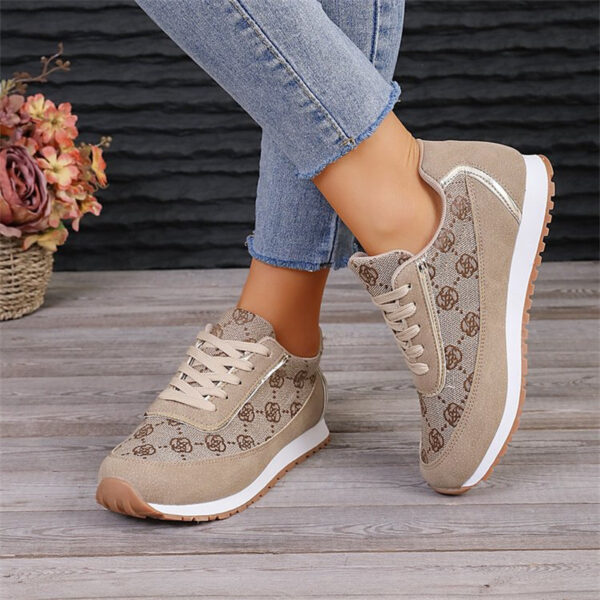 Flower Print Lace-up Sneakers Casual Fashion Lightweight Breathable Walking Running Sports Shoes Women Flats - Image 5