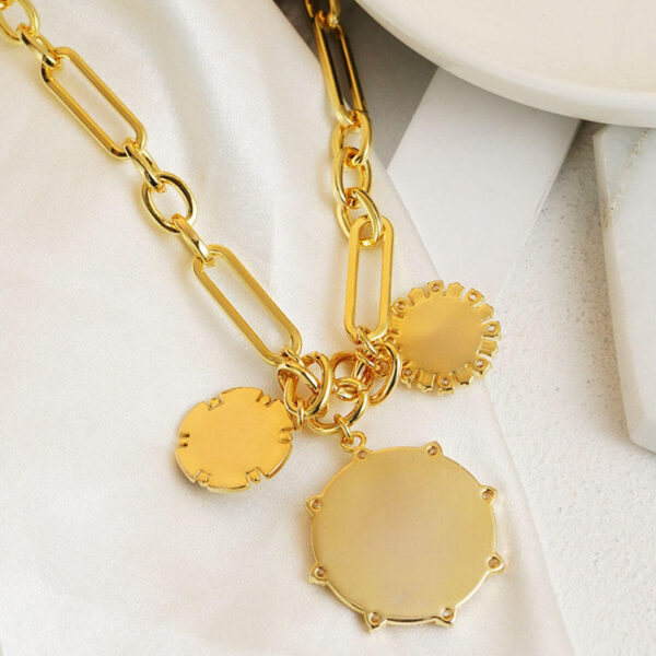 Fashion Jewelry Creative Sun Pendant Necklace Copper-plated Gold Clavicle Chain Summer Jewelry Stainless Steel Chain - Image 5