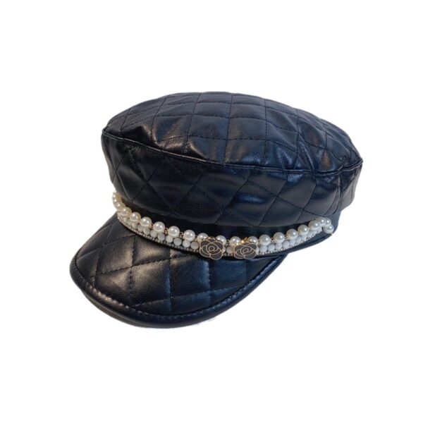 Classic Style PU Leather Ceramic Plate Pearl All-match Newsboy Retro Casual Hat - Image 3