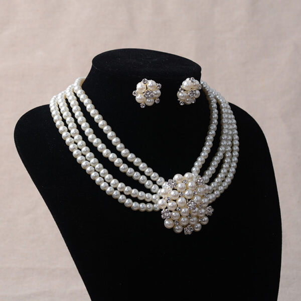 TL060 bridal chain, luxury pearl, flower necklace, earring set, wedding accessories - Image 4