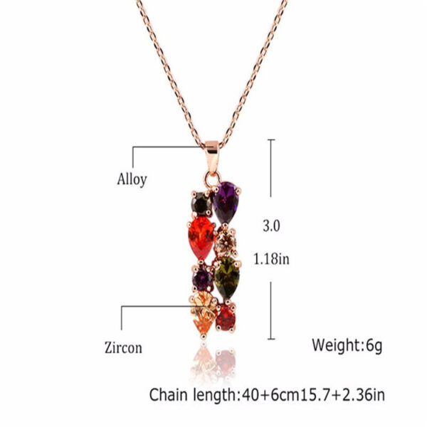 Shiny Zircon Hypoallergenic Necklace Earrings Ring Set - Image 2