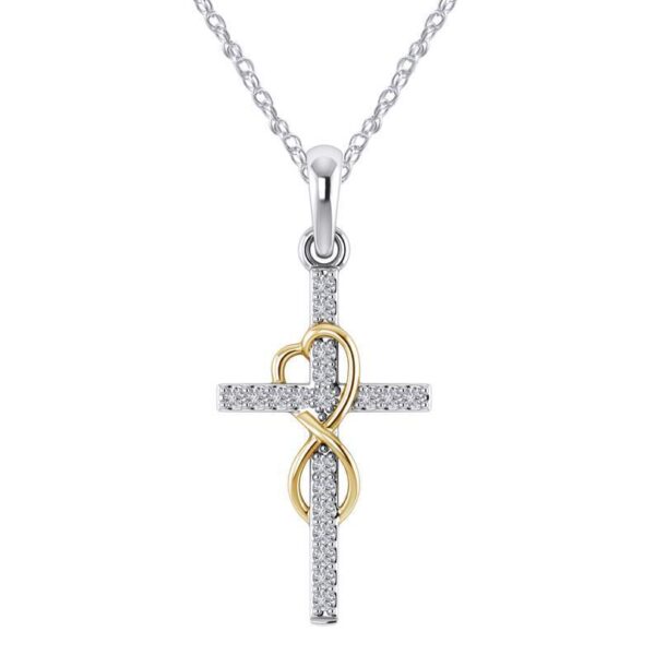 Alloy Pendant With Diamond And Eight-character Cross Necklace - Image 2