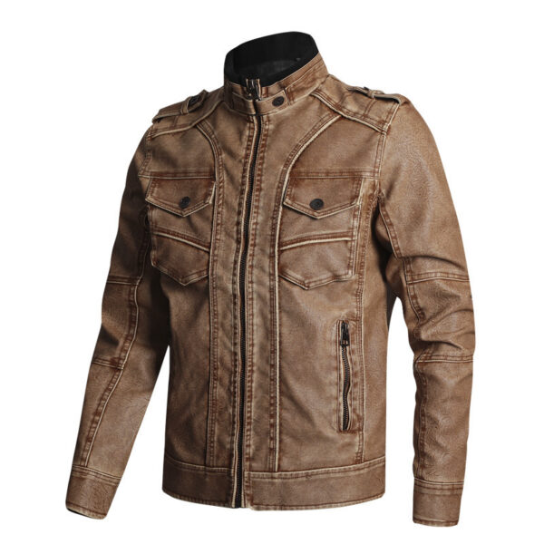 Thick PU Leather Coat Men's Fashion Casual - Image 2