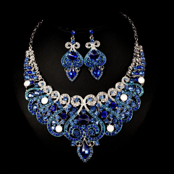 Fast selling explosion, Middle East, Europe and America, colorful exaggerated bride necklace, earring set, alloy color plating - Image 9