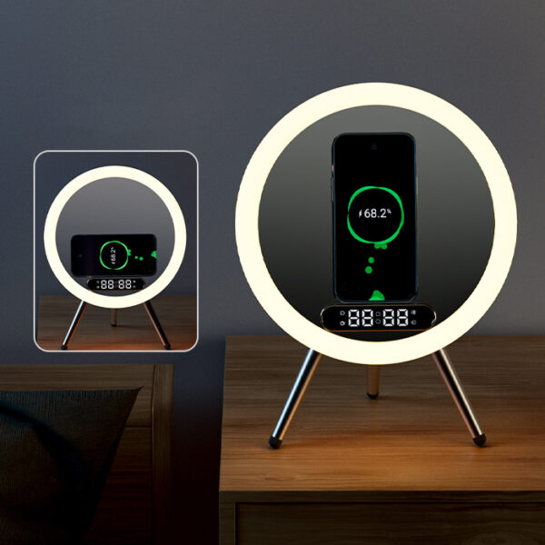 New Multi -function LED Mirror Alarm Clock Wireless Charger Digital Clock Time USB Table Clock - Image 7