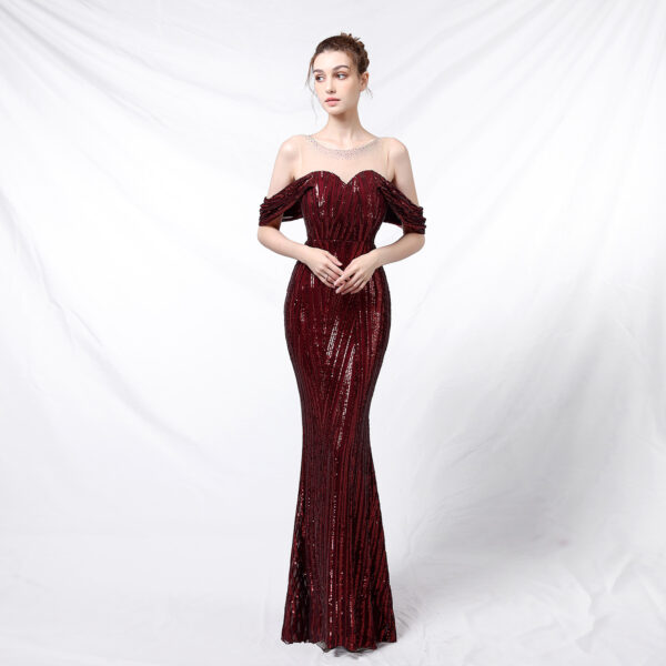 Long Sequined Long Dress With Front And Back - Image 4