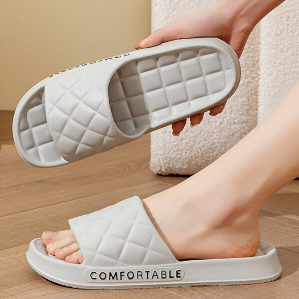 Men's Home Slippers With Plaid Design Soft-soled Silent Indoor Floor Bathing Slippers Women House Shoes Summer - Image 3