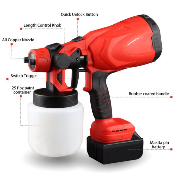 Electric Spray Gun High Pressure Automatic Apray Paint Portable Handheld Paint Watering Spray Gun - Image 3