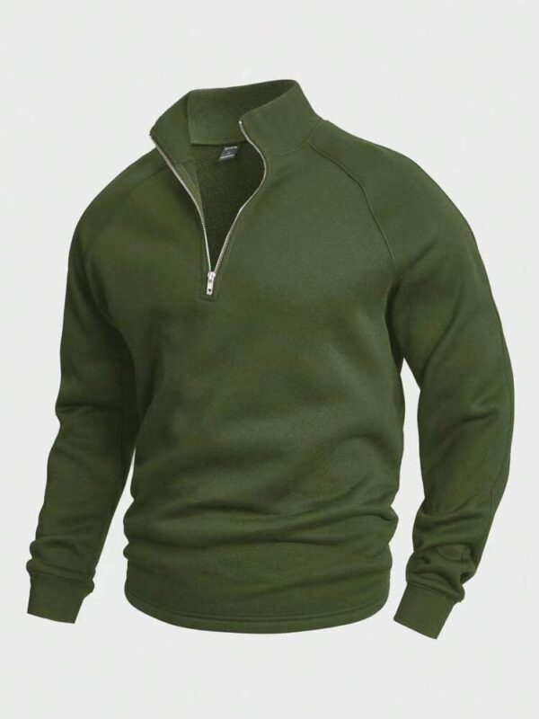 Men's Zipped Stand Collar Fleece Sweater Autumn And Winter - Image 9