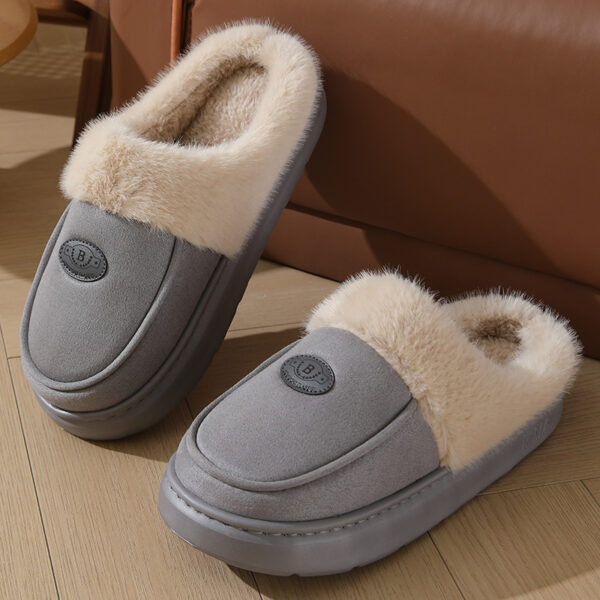 Winter Plush Slippers For Men Casual All-match Warm Suede House Shoes Indoor Non-slip Floor Bedroom Slipper - Image 6