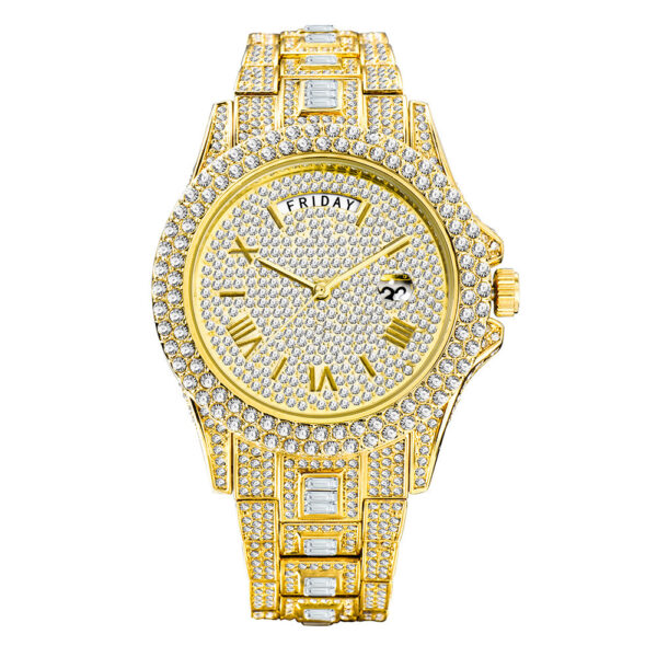 Outside The Watch Fashionable High-end Double Calendar Business Full Diamond Quartz - Image 6