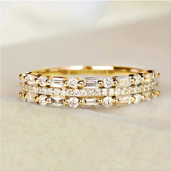 Multilayer Ring Three-layer Fine Circle Line Setting For Women Full Finger Rings Jewelry Gifts - Image 3