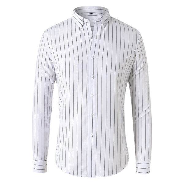 Men's Long-sleeved Slim Casual Striped Shirt - Image 5