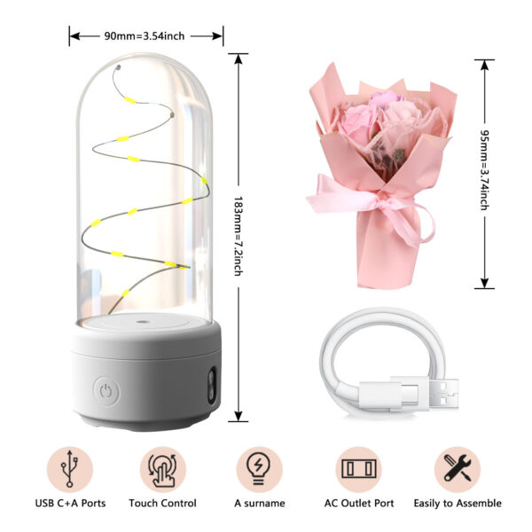 Creative 2 In 1 Bouquet LED Light And Bluetooth-compatible Speaker Mother's Day Gift Rose Luminous Night Light Ornament In Glass Cover - Image 10