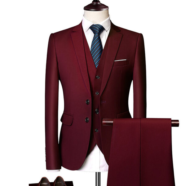 Men's Suit Three-piece Suit British Slim-fitting Wedding Dress Multicolor Plus Size - Image 5