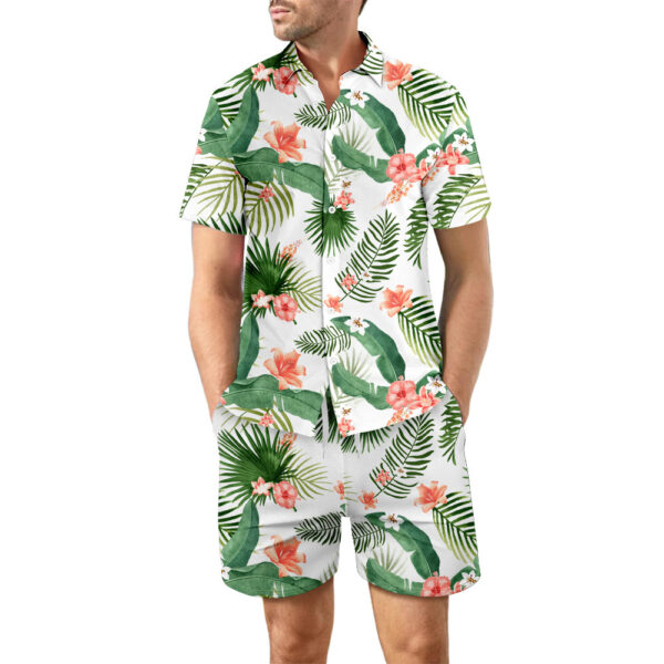 2Pcs Printed Beach Shirt Summer Suit Loose Lapel Button Top And Drawstring Pockets Shorts Casual Short Sleeve Suits For Men Clothing - Image 4