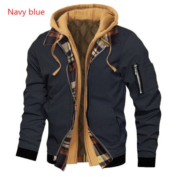 Autumn And Winter Thick Plus Size Men's Solid Color Hooded Jacket - Image 7