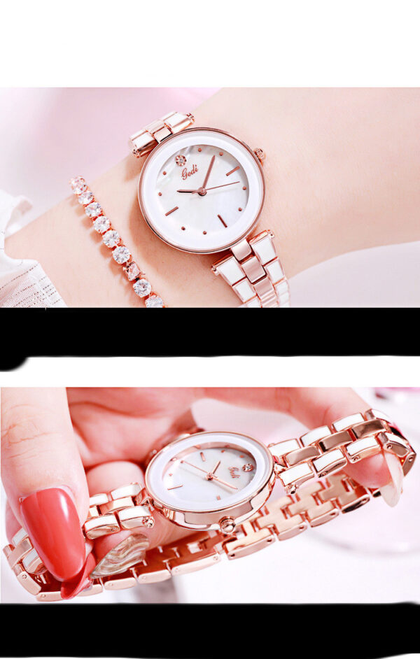 Ladies Watch Korean Style Trendy Student White Quartz - Image 2