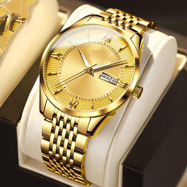 Men's Fashion Automatic Mechanical Waterproof Double Calendar Watch - Image 3